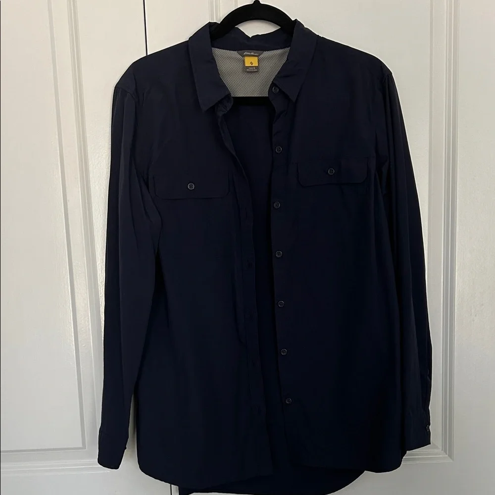 Eddie Bauer Navy Button-Down Shirt - Picture 2 of 4